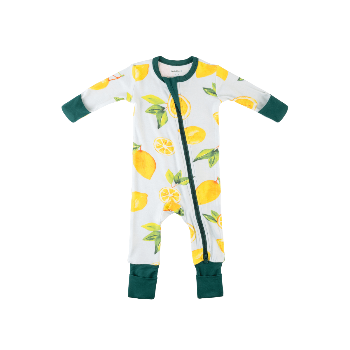 Baby Bamboo Pajamas w/ DreamCuffs® - Green Lemons