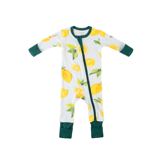 Baby Bamboo Pajamas w/ DreamCuffs® - Green Lemons