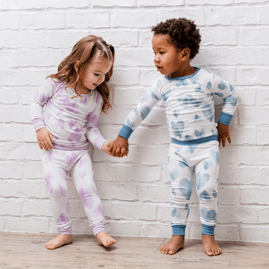Toddler/Kids Bamboo Pajamas - Lavender Hearts