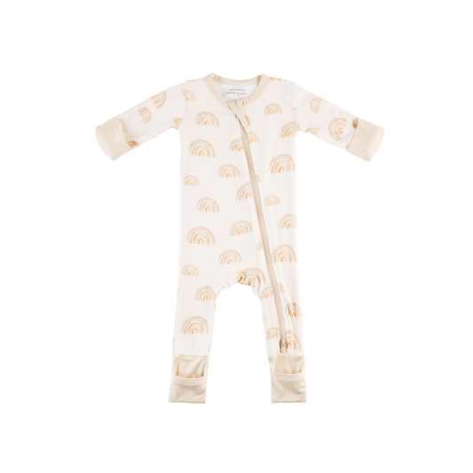 Baby Bamboo Pajamas w/ DreamCuffs® - Oat Rainbow