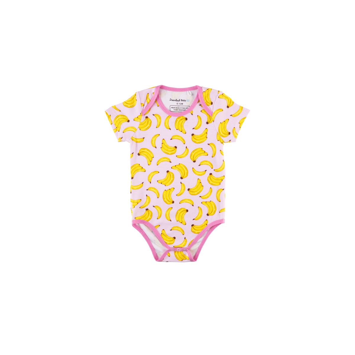Baby Short-Sleeve Bamboo Bodysuit - Pink Bananas