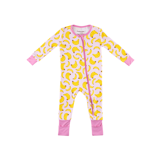 Baby Bamboo Pajamas w/ DreamCuffs® - Pink Bananas