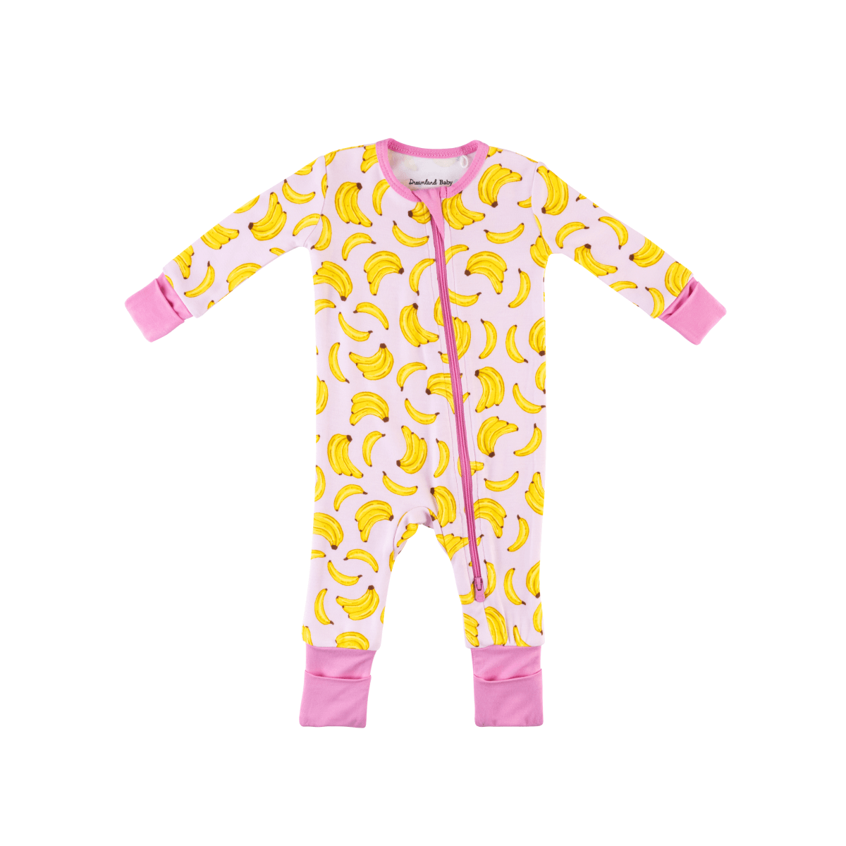 Baby Bamboo Pajamas w/ DreamCuffs® - Pink Bananas
