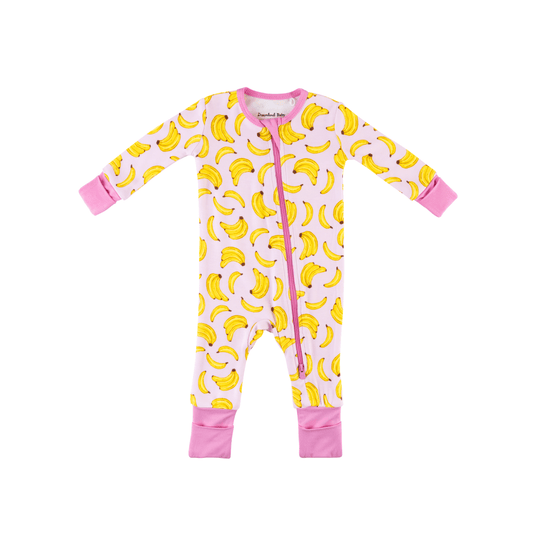 Baby Bamboo Pajamas w/ DreamCuffs® - Pink Bananas