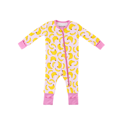 Baby Bamboo Pajamas w/ DreamCuffs® - Pink Bananas
