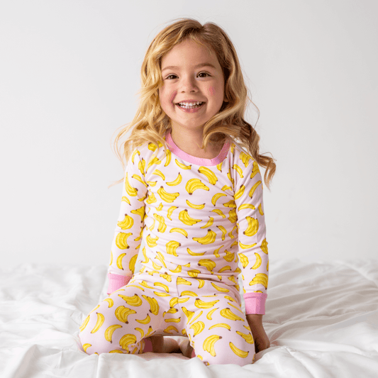 Toddler/Kids Bamboo Pajamas - Pink Bananas