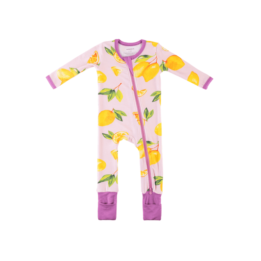 Baby Bamboo Pajamas w/ DreamCuffs® - Pink Lemons