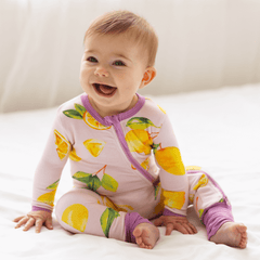 Baby Bamboo Pajamas w/ DreamCuffs® - Pink Lemons
