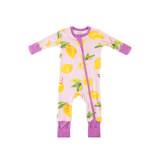 Baby Bamboo Pajamas w/ DreamCuffs® - Pink Lemons