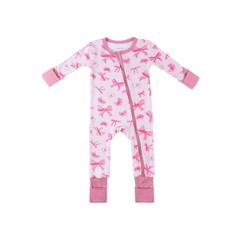 Baby Bamboo Pajamas w/ DreamCuffs® - Pink Bows