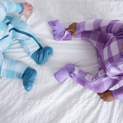 Baby Bamboo Pajamas w/ DreamCuffs® - Aqua Gingham