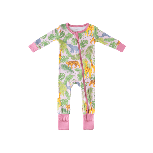 Baby Bamboo Pajamas w/ DreamCuffs® - Pink Safari