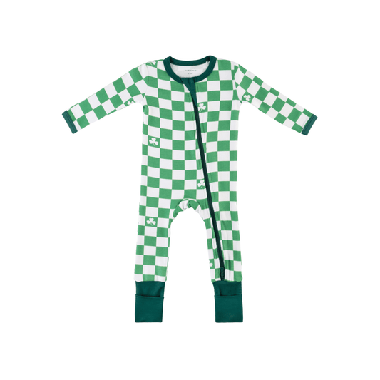 Baby Bamboo Pajamas w/ DreamCuffs® - Shamrock Check