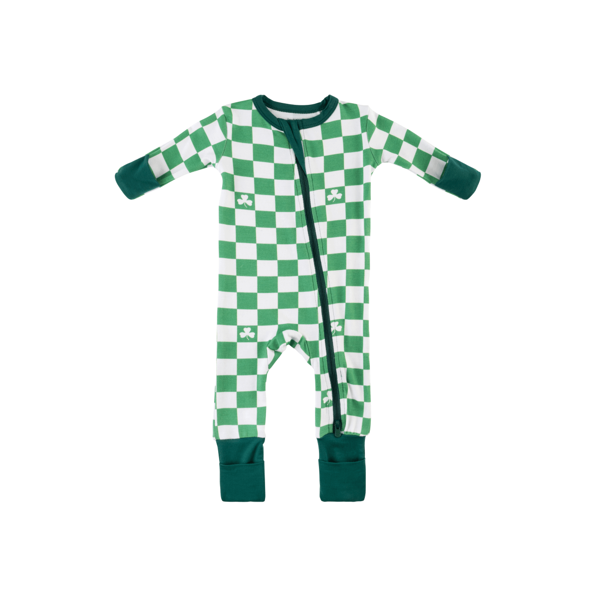 Baby Bamboo Pajamas w/ DreamCuffs® - Shamrock Check
