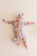 Bamboo Zip Romper | Retro Garden