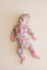 Bamboo Zip Romper | Retro Garden