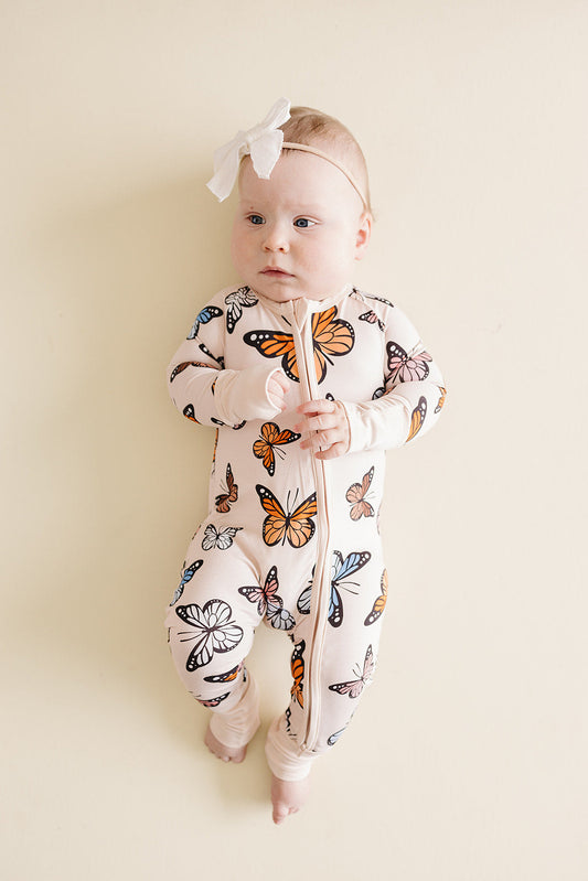 Bamboo Zip Romper | Butterflies