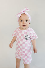 Checkered Shorts Set | Pink