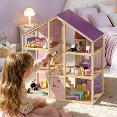 Tiny Land® Sweetwood Unicorn Dollhouse & Wooden Dollhouse Dolls