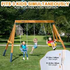 ROBUD Wooden Swing Set with Swings for Kids