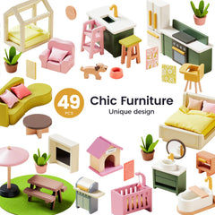 Tiny Land® Sweetwood Edge Dollhouse - Green & Pink