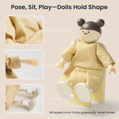 Tiny Land® Wooden Dollhouse Dolls