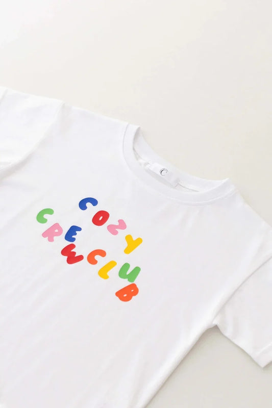 Cozy Crew Club 90's Colour Graphic Tee 100% Cotton