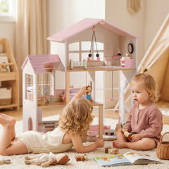 ROBUD Wooden Dolls House - 37 PCS Toy Furniture