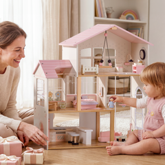 ROBUD Wooden Dolls House - 37 PCS Toy Furniture