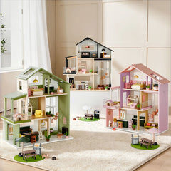 Tiny Land® Sweetwood Edge Dollhouse - Green & Pink