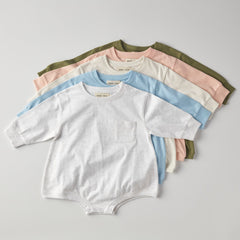 Harley Pocket Romper in Heather Grey