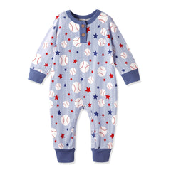 Grand Slam Bamboo Baseball Henley Romper for Baby Boys