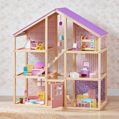Tiny Land® Sweetwood Unicorn Dollhouse & Wooden Dollhouse Dolls