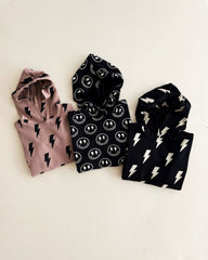 Hooded Bubble Romper  |  Black Bolts