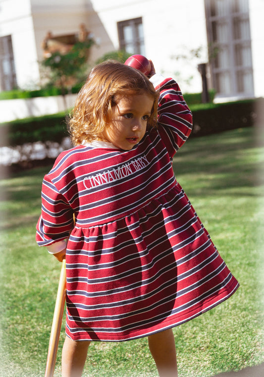 Campus Dress - Burgundy Stripe