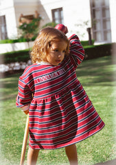 Campus Dress - Burgundy Stripe