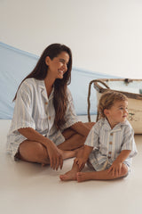 Blue Summer Linen Shorts