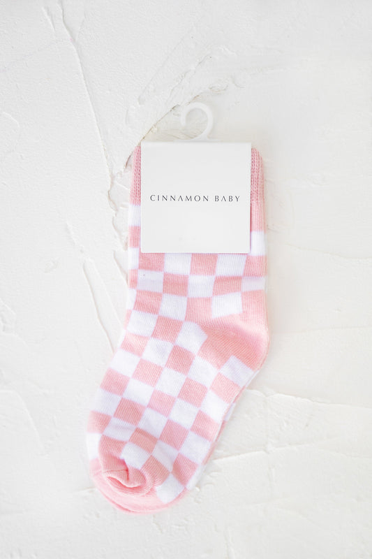 Checkered Socks - Baby Pink