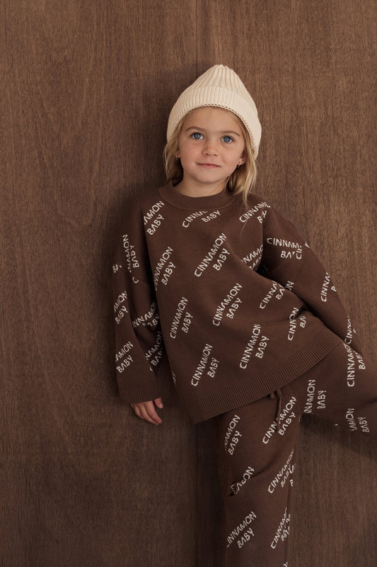 Knitted Logo Jumper- Chocolate