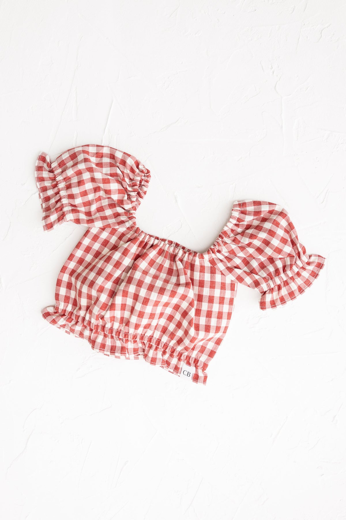 Crimson Gingham Frill Top