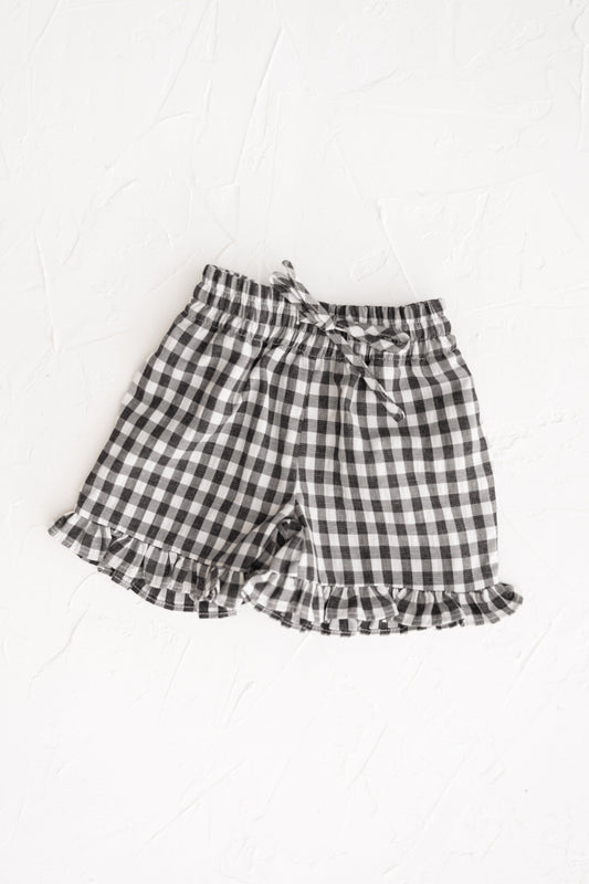 Black Gingham Frill Shorts