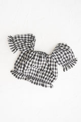Black Gingham Frill Top