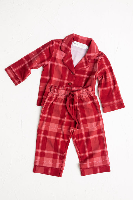 Plaid Long Pyjamas - Red