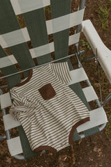Cory Pocket Romper in Thin Chocolate Stripe