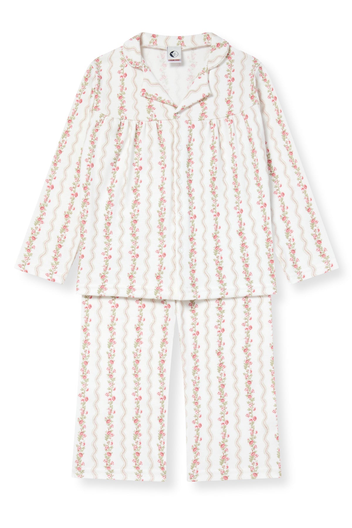 GIRLS WIDE TROUSER PYJAMA SET | FLORAL STRIPE