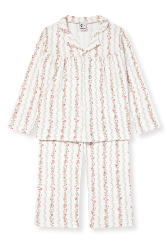GIRLS WIDE TROUSER PYJAMA SET | FLORAL STRIPE