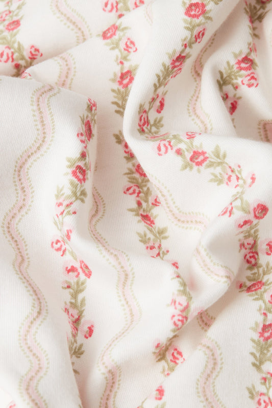 GIRLS WIDE TROUSER PYJAMA SET | FLORAL STRIPE