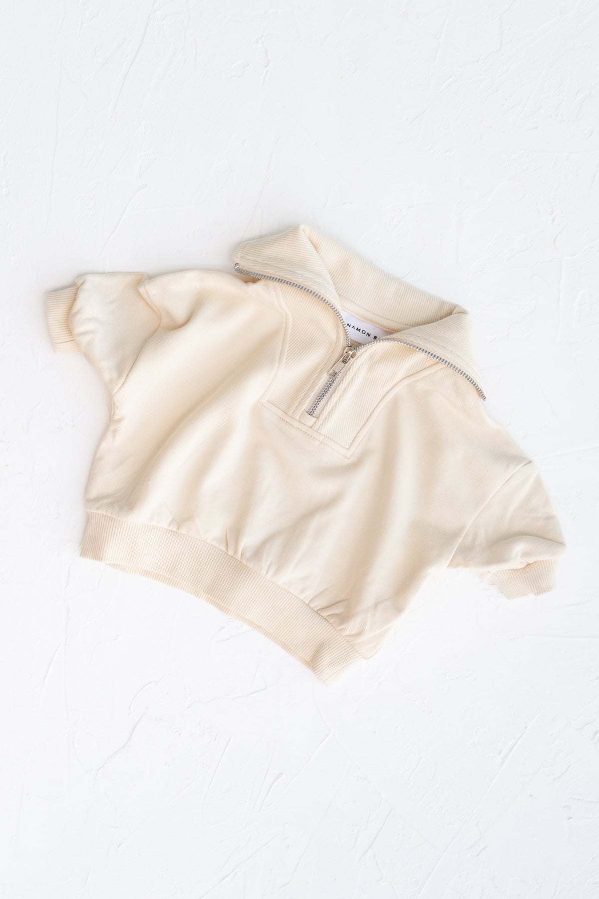 Oversized Half Zip Jumper - Beige