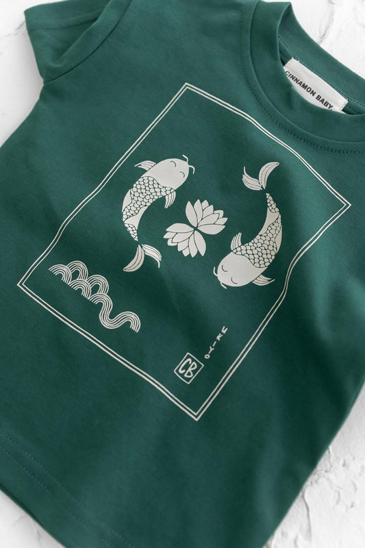 Happy Little Koi Tee Olive