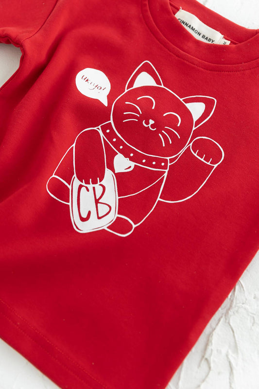 Lucky Cat Tee Red